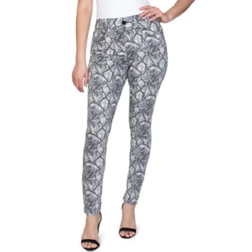 Seven7 Neutral Snake Print High Rise Skinny Jeans | Size 12 Tummyless Fit